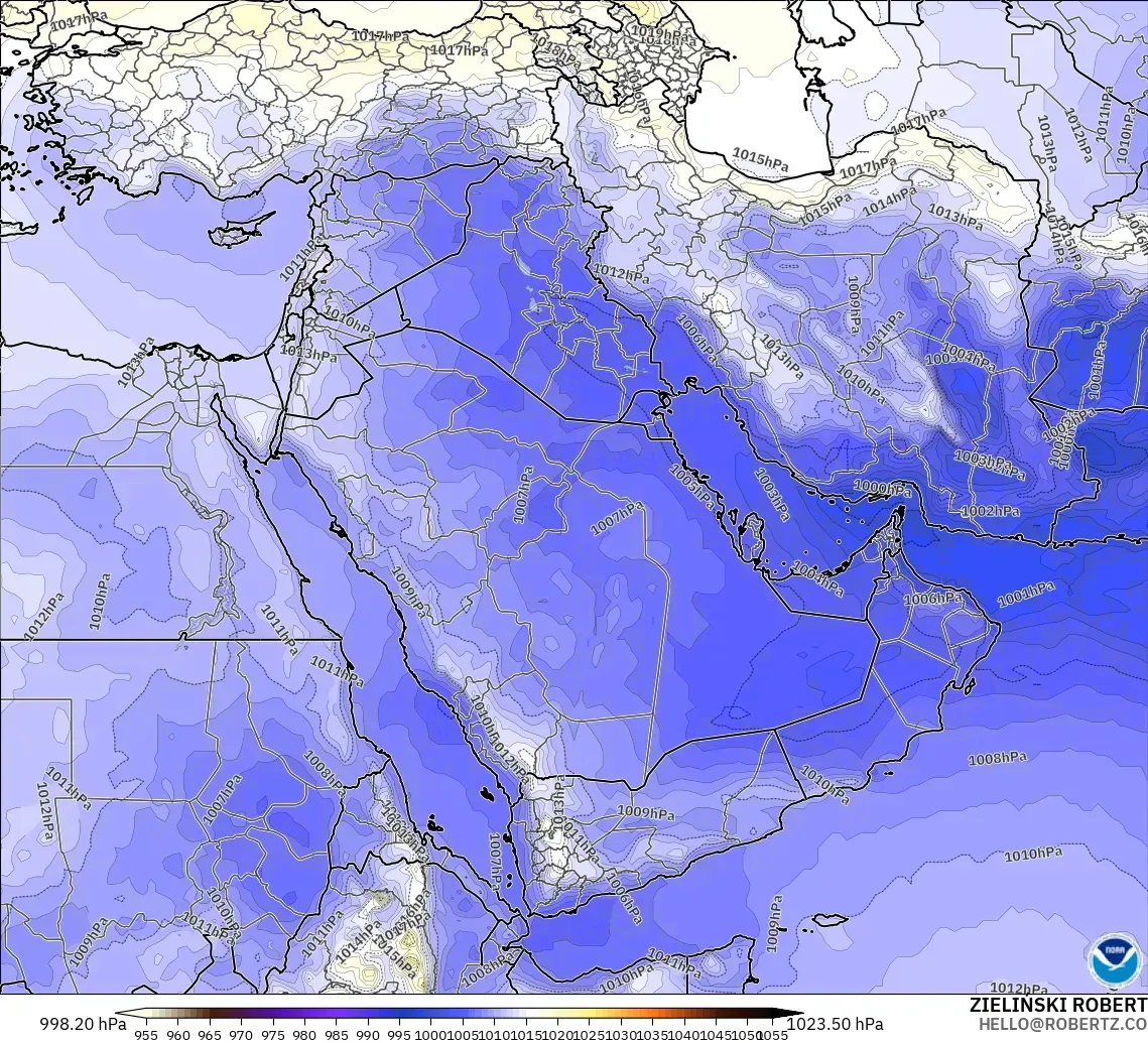 GFS modelo - Middle East, Pressure