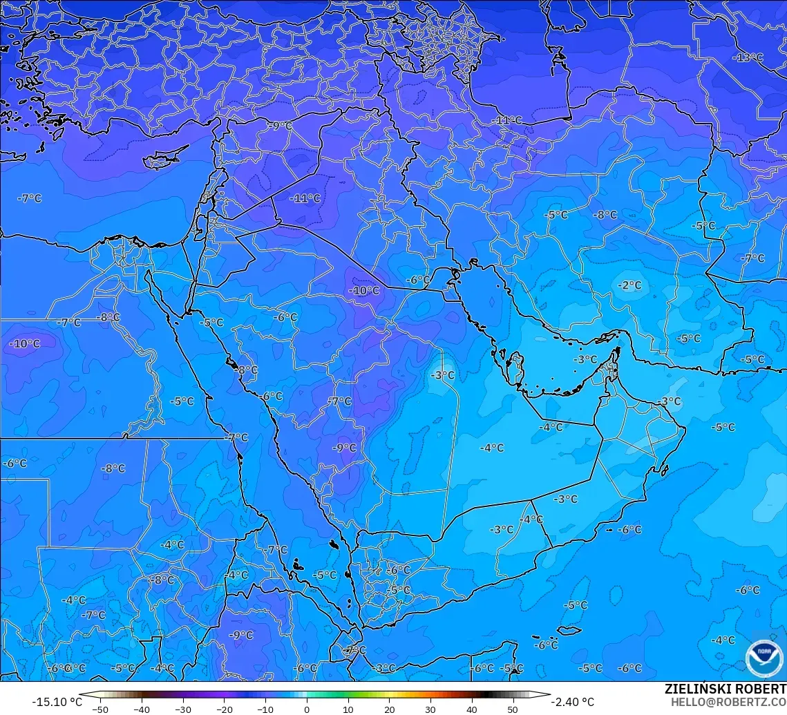 GFS modelo - Middle East, Temperature at 500hPa
