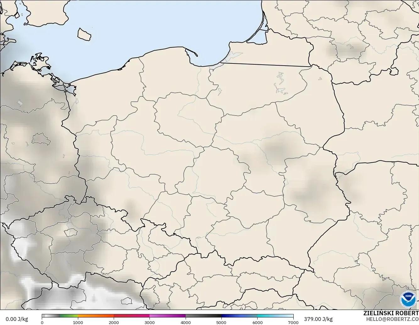 GFS model - Polandia, CAPE