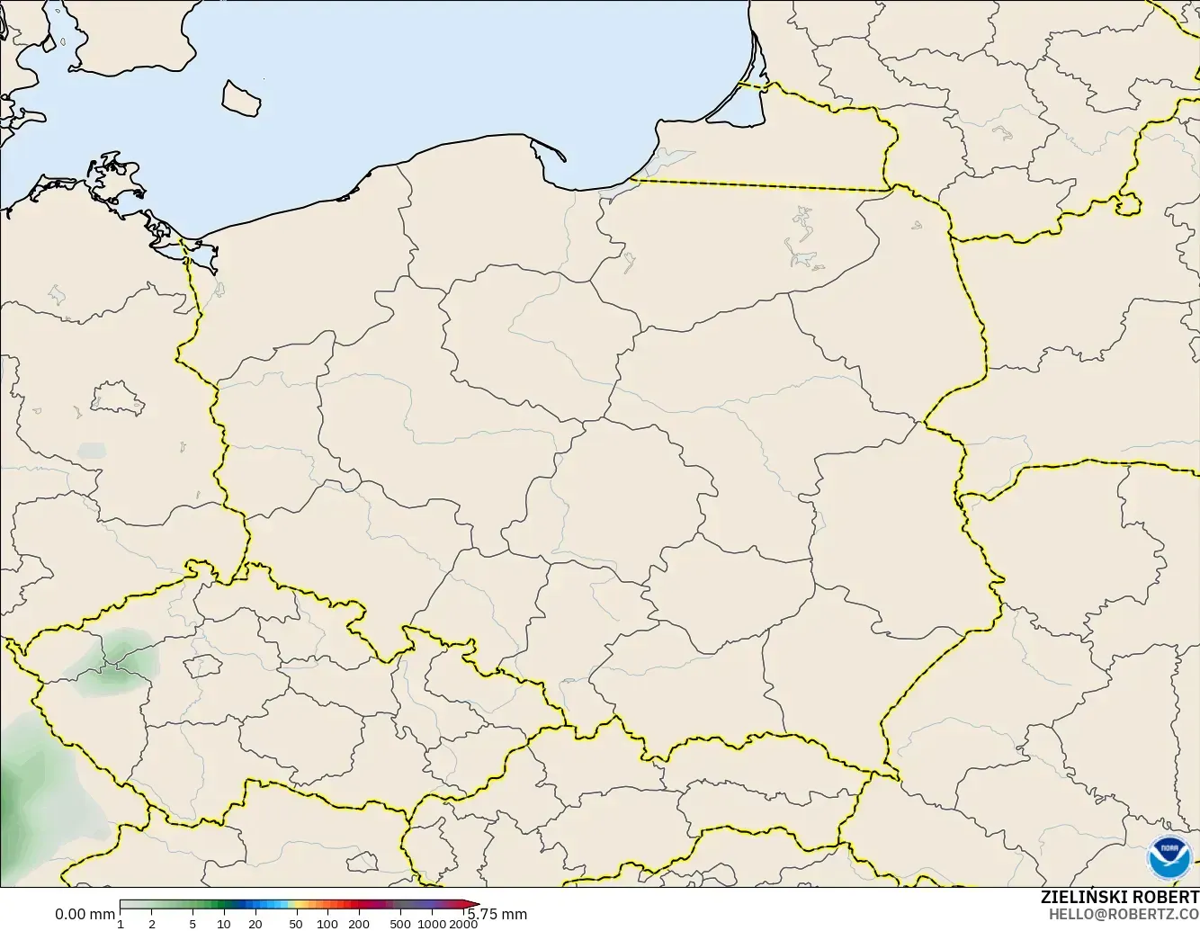 GFS modelo - Poland, Precipitation Accumulation