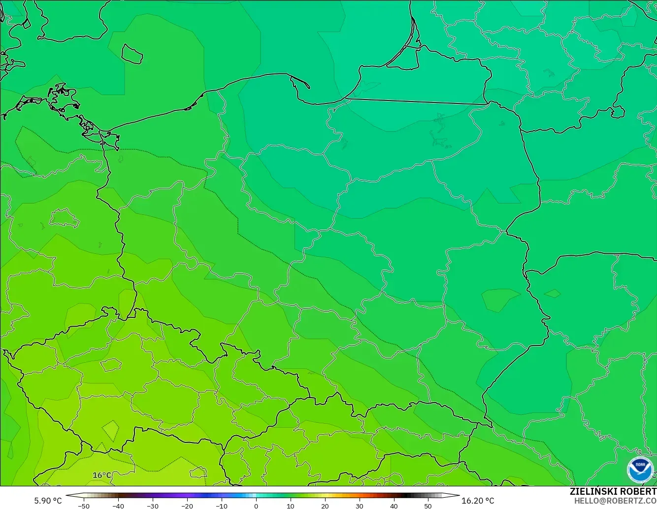 GFS modelo - Poland, Temperature at 850hPa