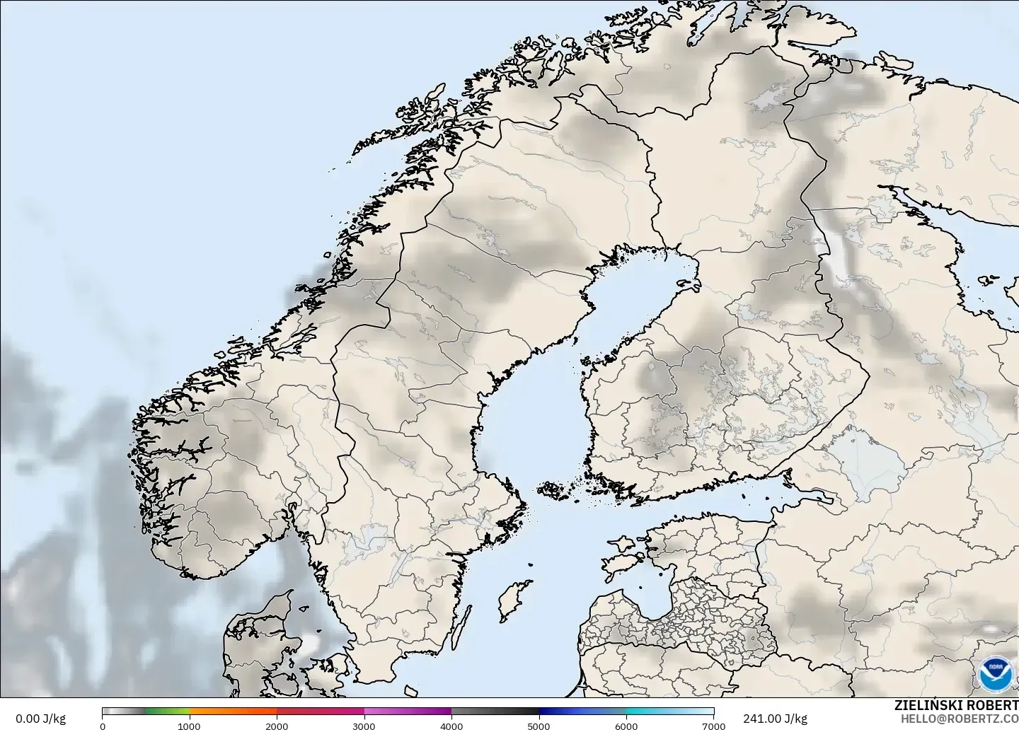 GFS model - Skandinavia, CAPE