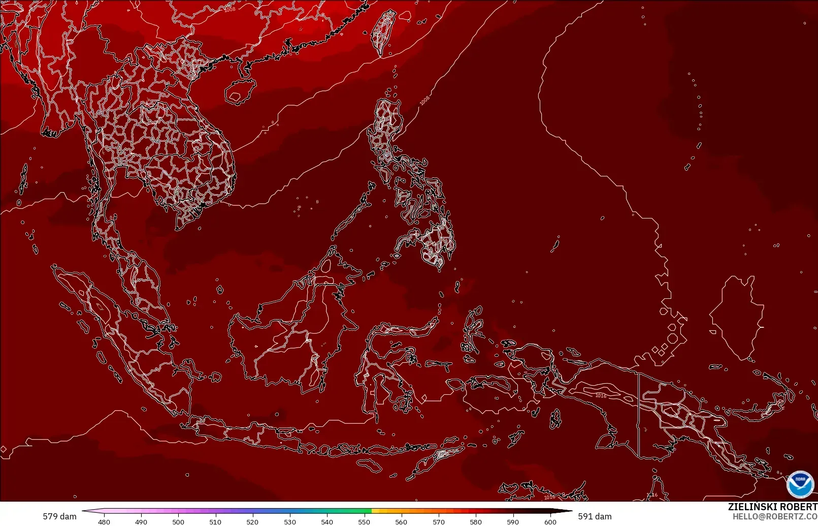 GFS model - Asia Tenggara, Ketinggian geopotensial pada 500 hPa
