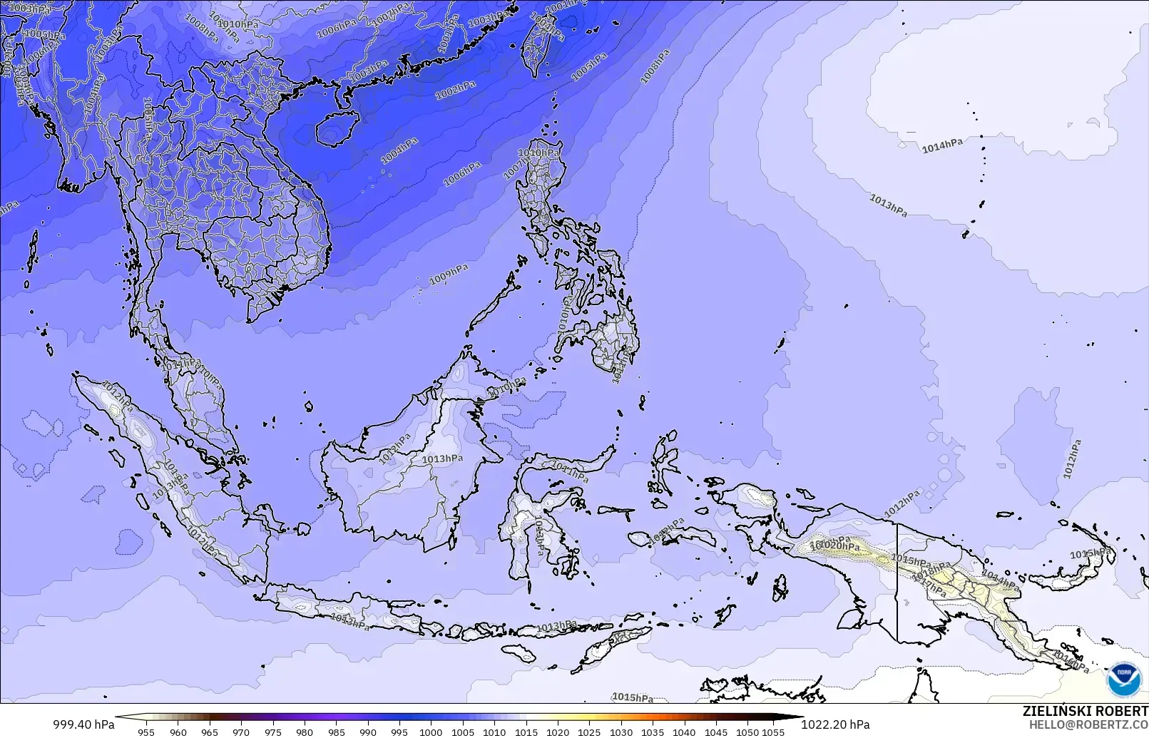GFS modelo - South East Asia, Pressure