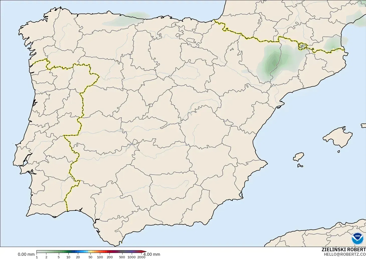 GFS modelo - Spain, Precipitation Accumulation