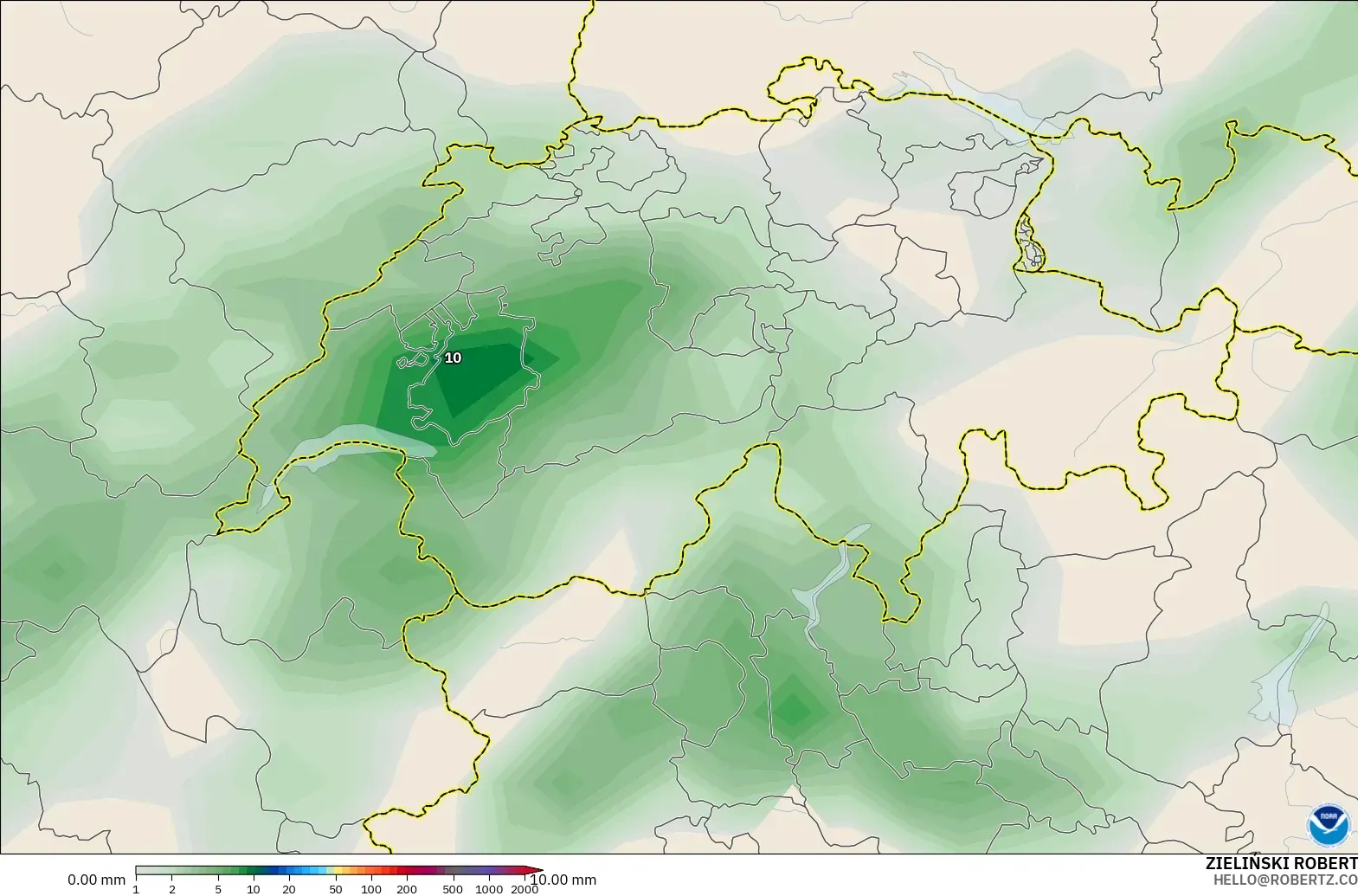 GFS modelo - Switzerland, Precipitation Accumulation