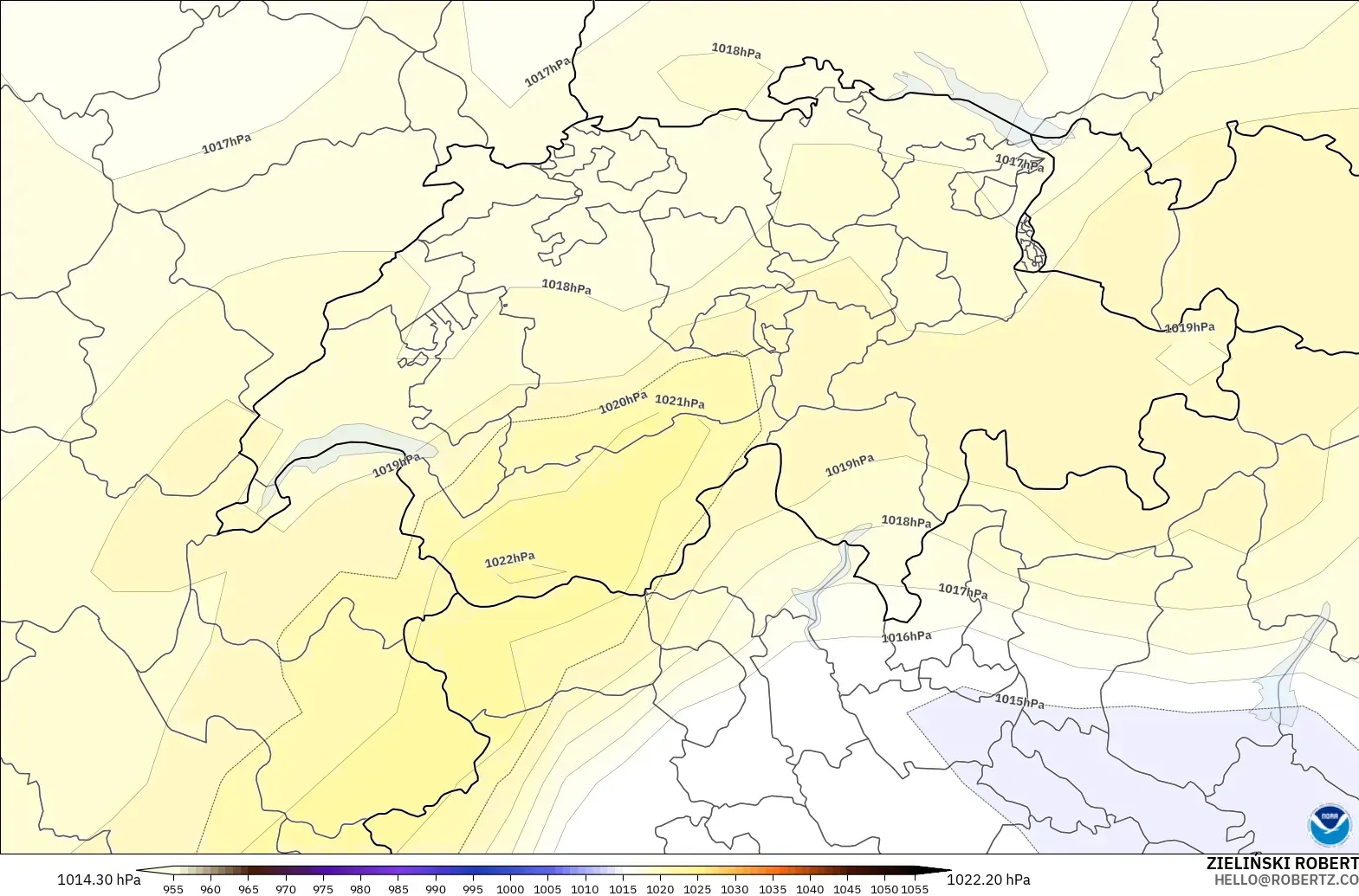 GFS modelo - Switzerland, Pressure
