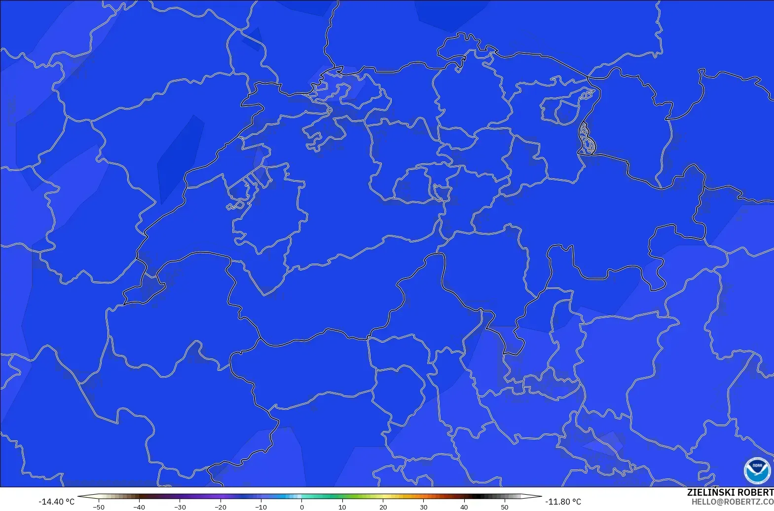 GFS modelo - Switzerland, Temperature at 500hPa