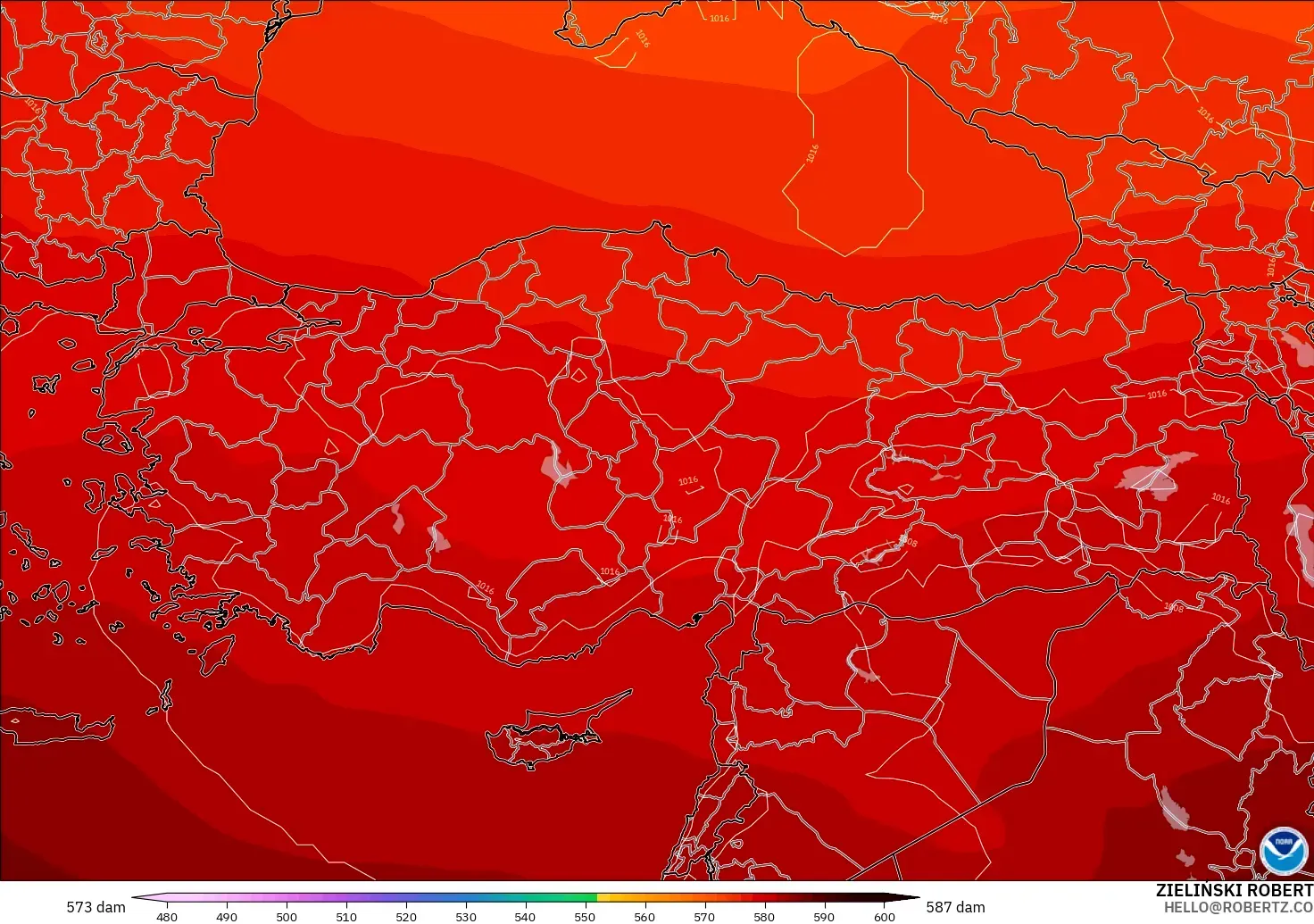 GFS model - Turki, Ketinggian geopotensial pada 500 hPa