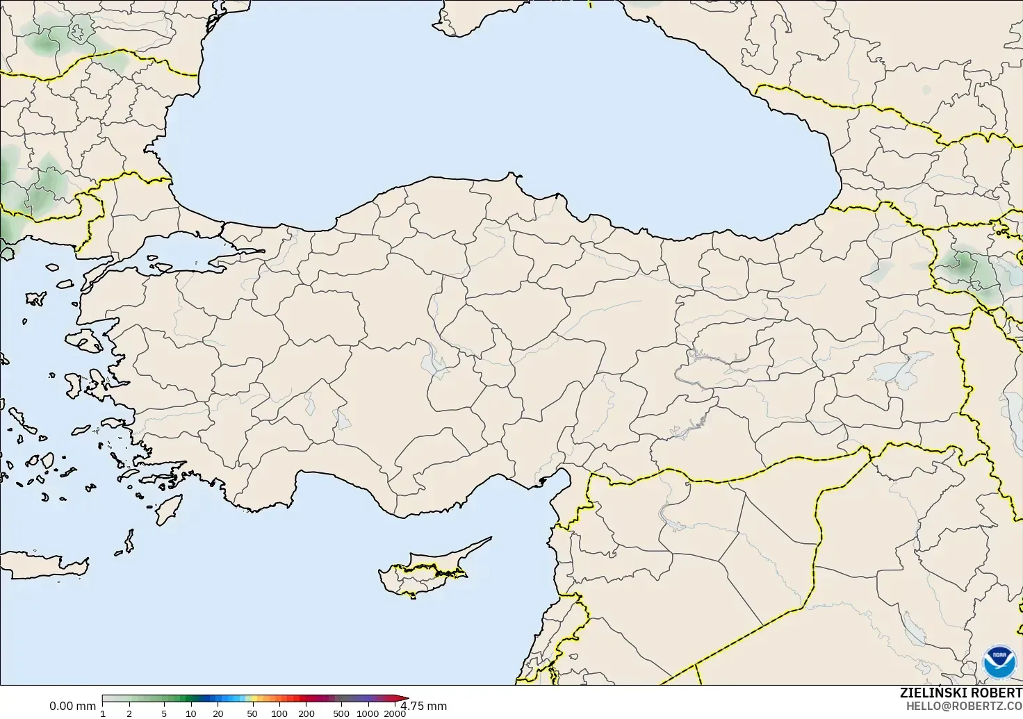 GFS modelo - Turkey, Precipitation Accumulation