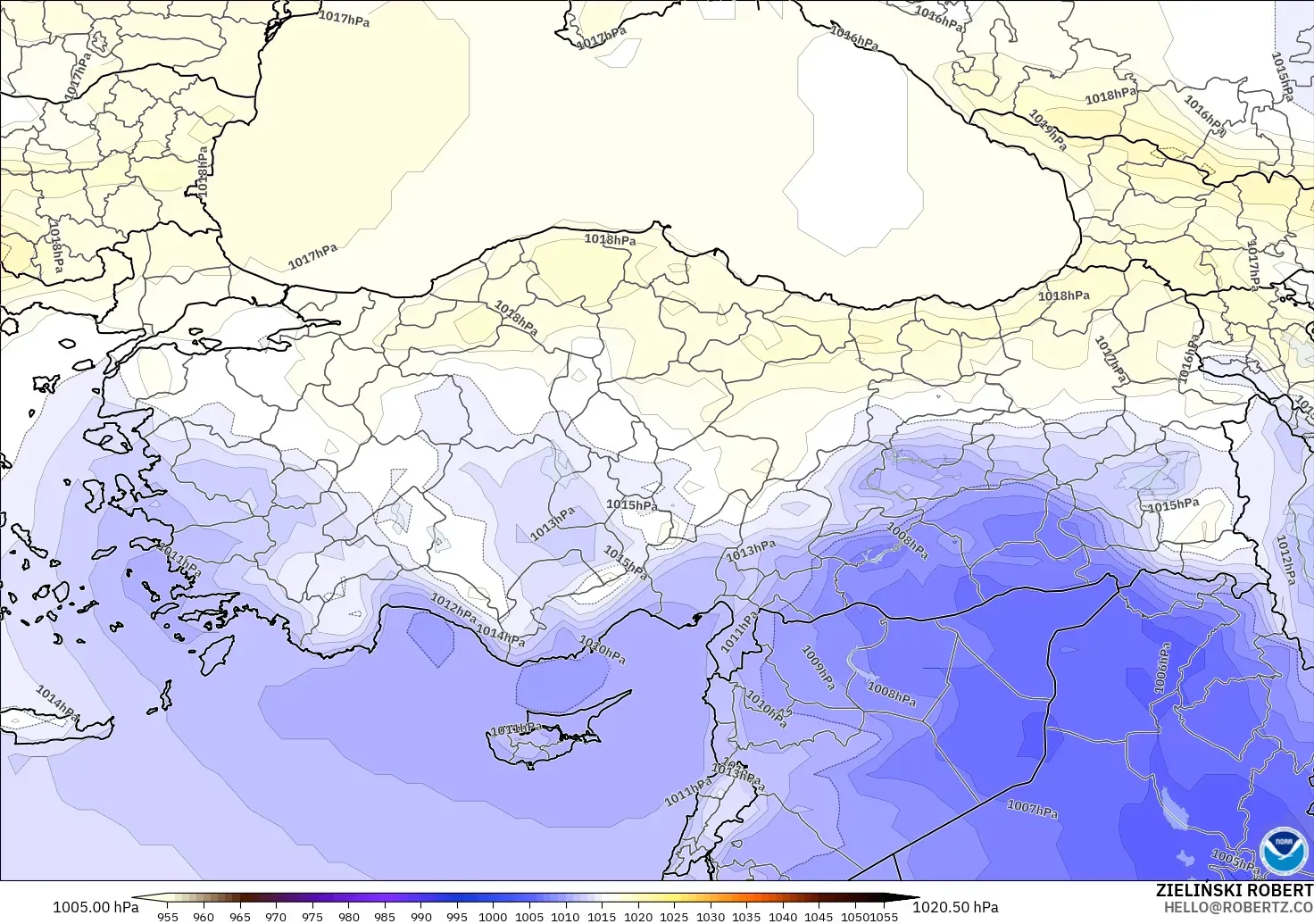 GFS modelo - Turkey, Pressure