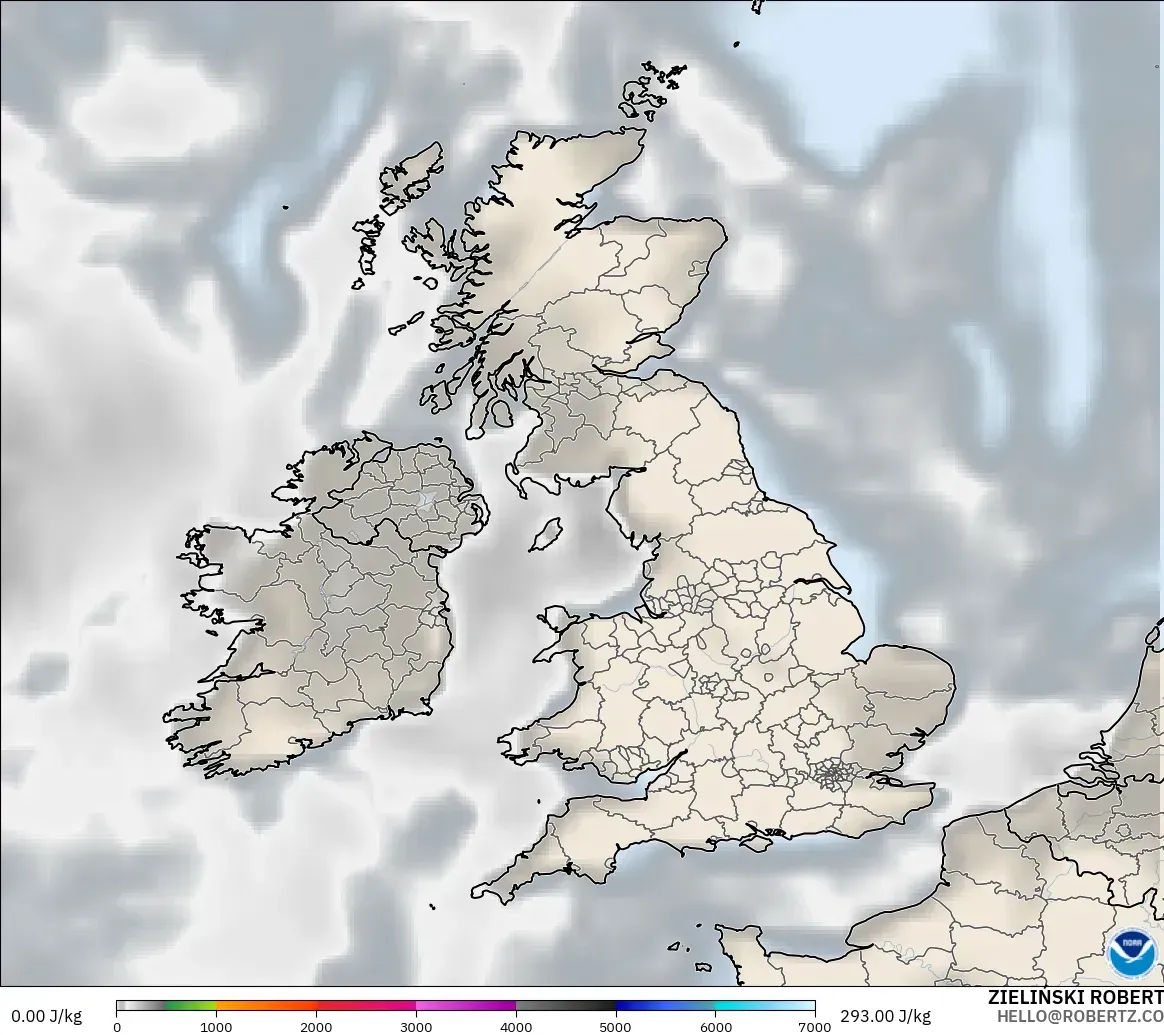 GFS modelo - United Kingdom, CAPE