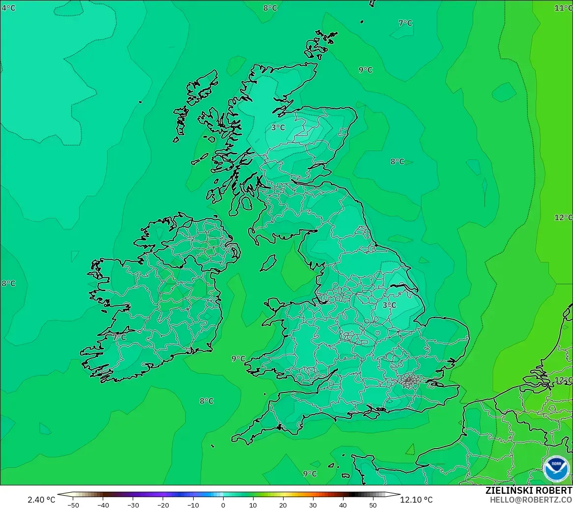 GFS model - Britania Raya, Titik Embun 2 m