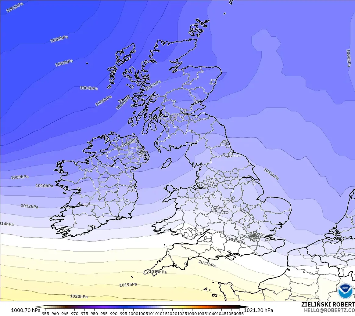 GFS modelo - United Kingdom, Pressure