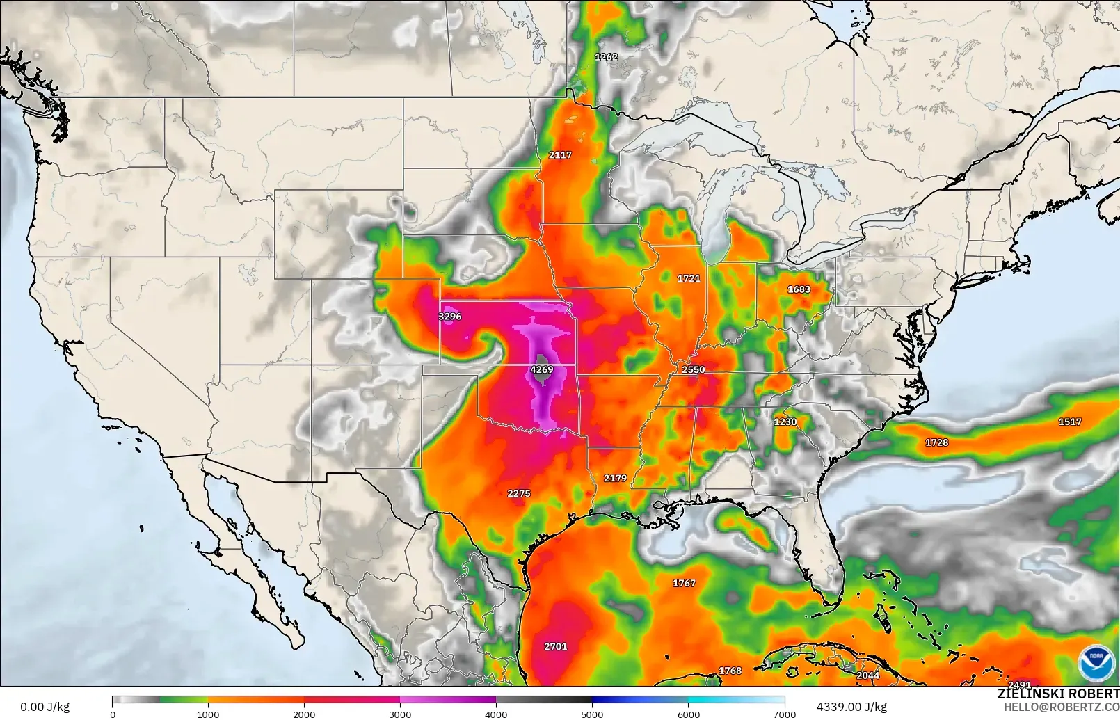 GFS modelo - United States, CAPE