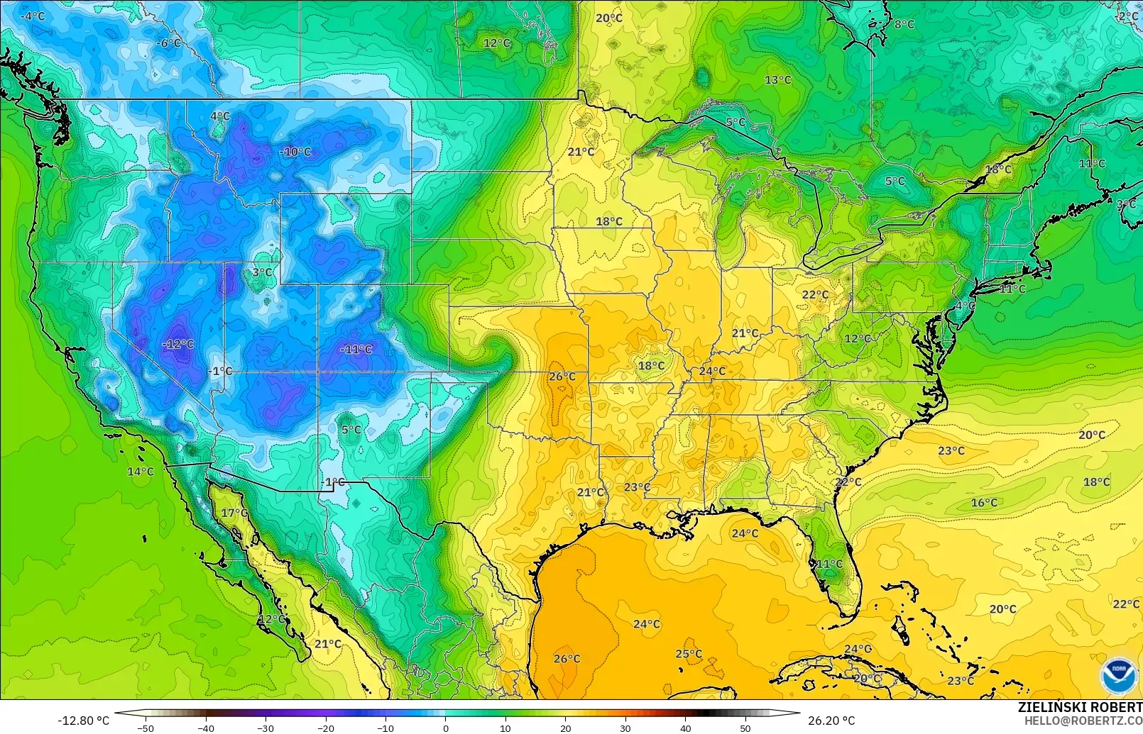 GFS model - Amerika Serikat, Titik Embun 2 m