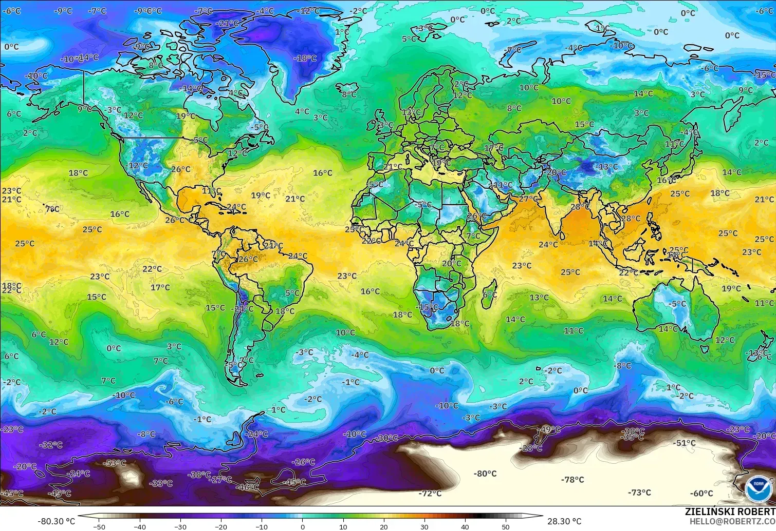 GFS model - Dunia, Titik Embun 2 m