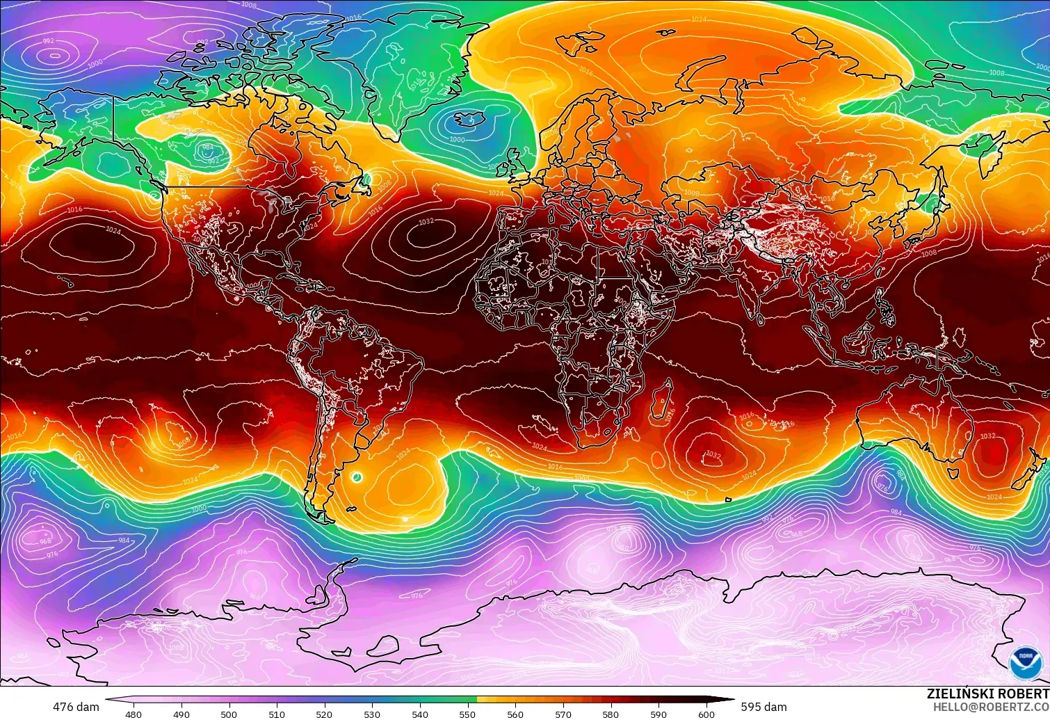 GFS model - Dunia, Ketinggian geopotensial pada 500 hPa