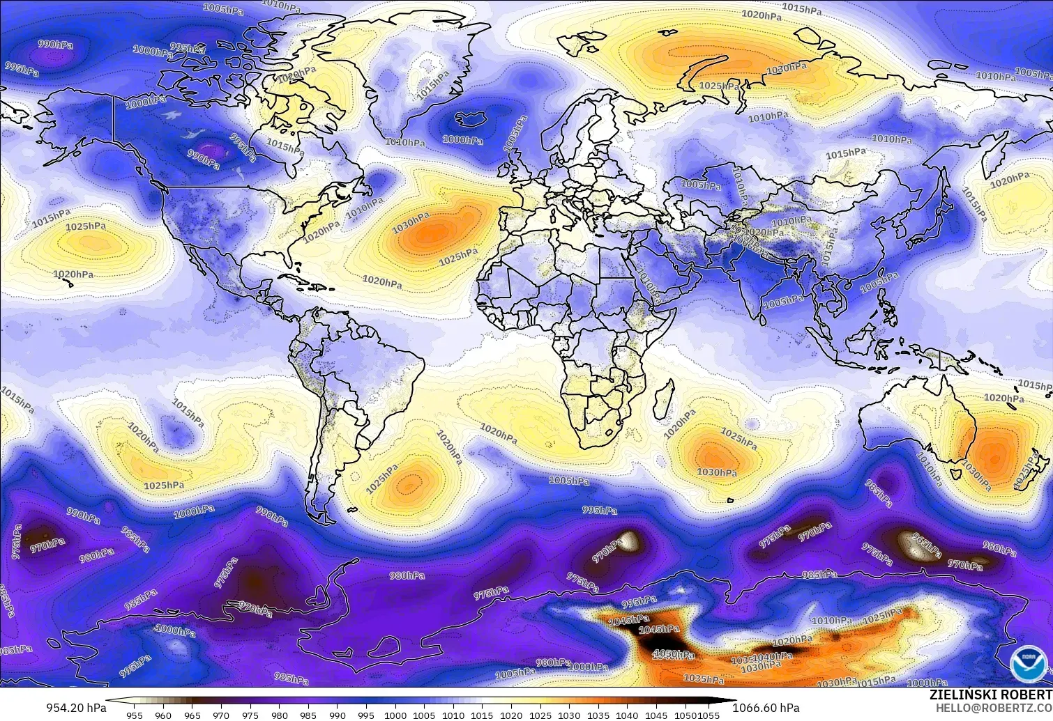 GFS modelo - World, Pressure