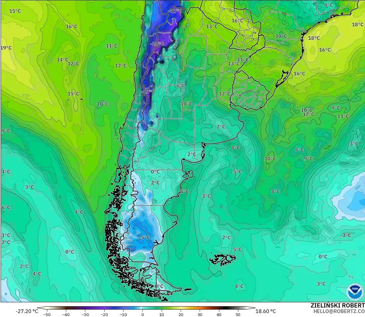 GFS model - Argentina, Takat Embun 2 m