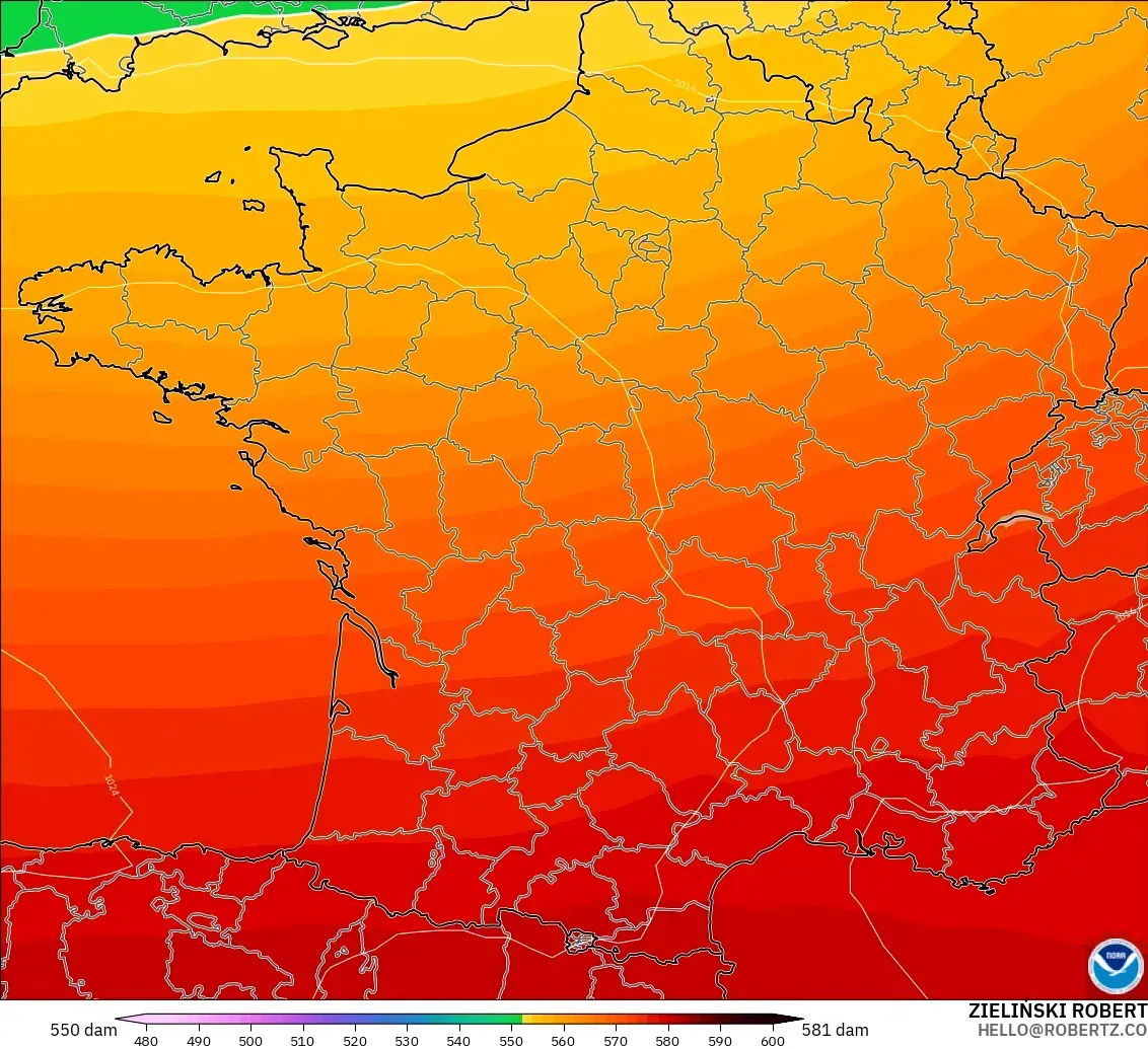 GFS model - Perancis, Ketinggian geopotensial pada 500 hPa