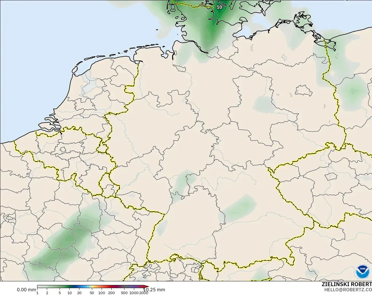 GFS model - Jerman, Pengumpulan Hujan