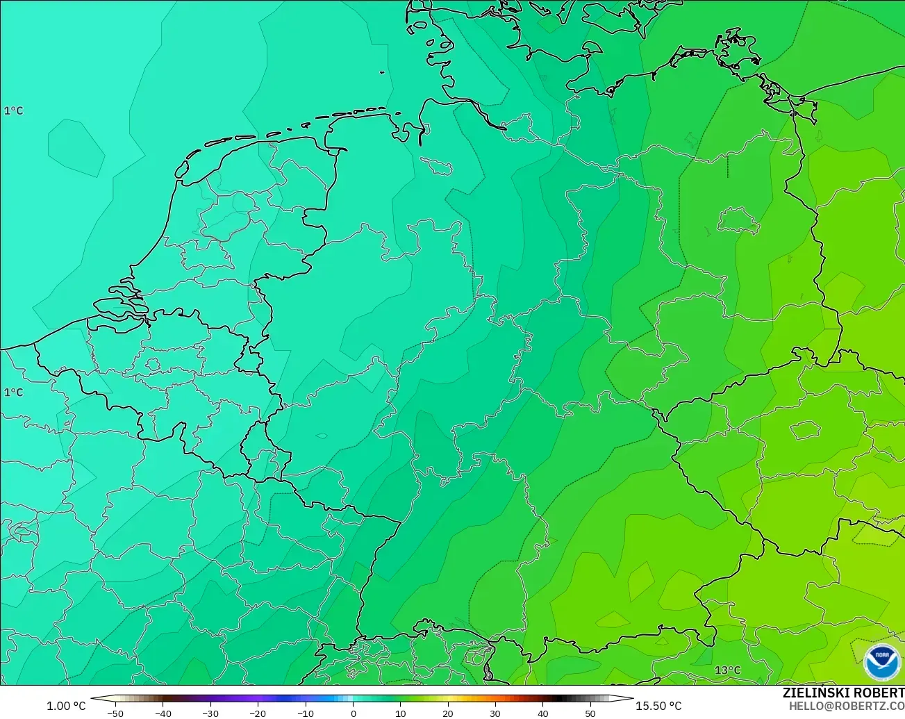 GFS model - Jerman, Suhu 850 hPa