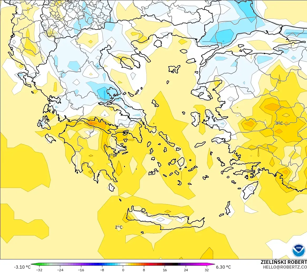 GFS model - Yunani, Anomali Suhu 2 m