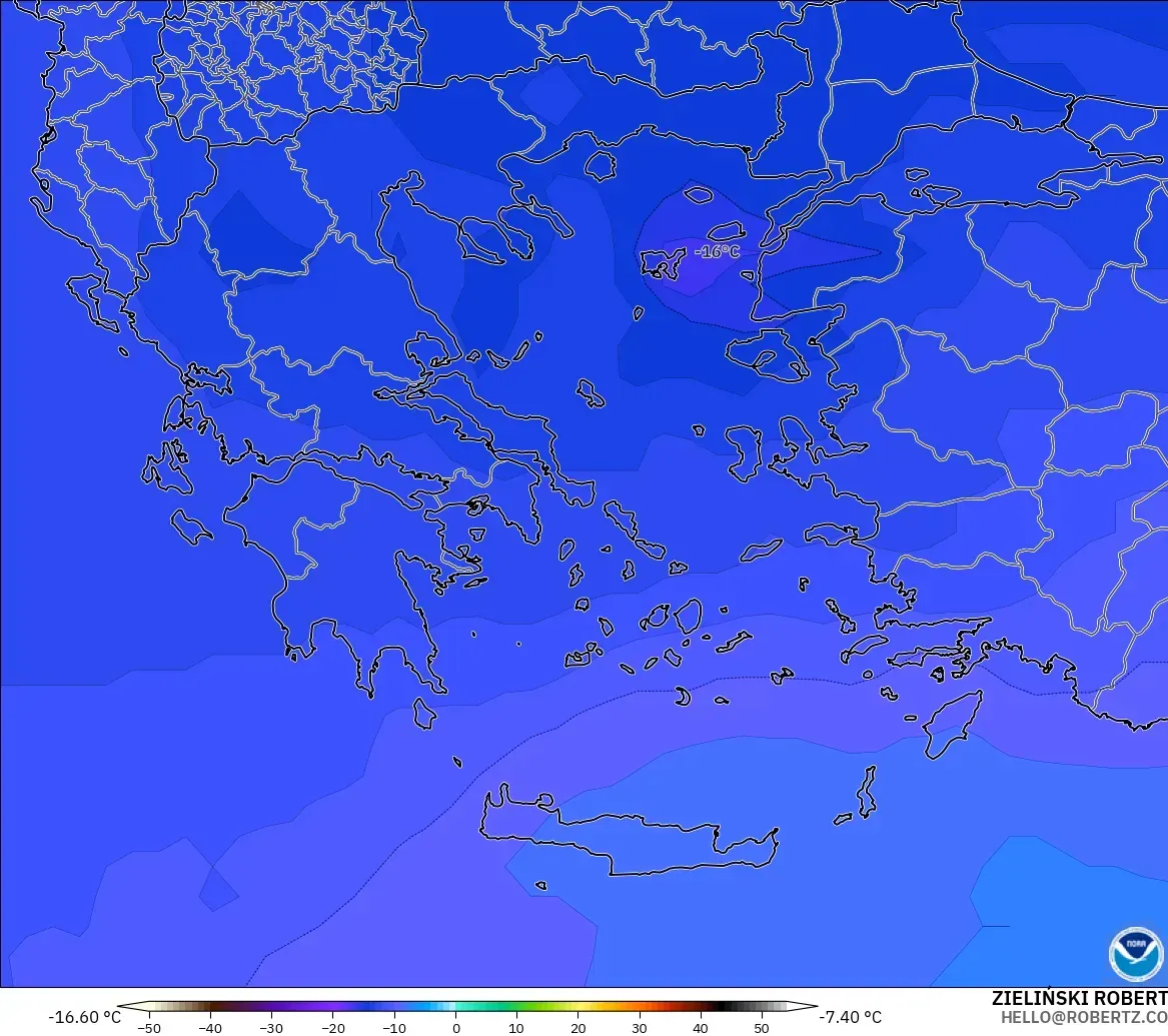 GFS model - Yunani, Suhu 500 hPa