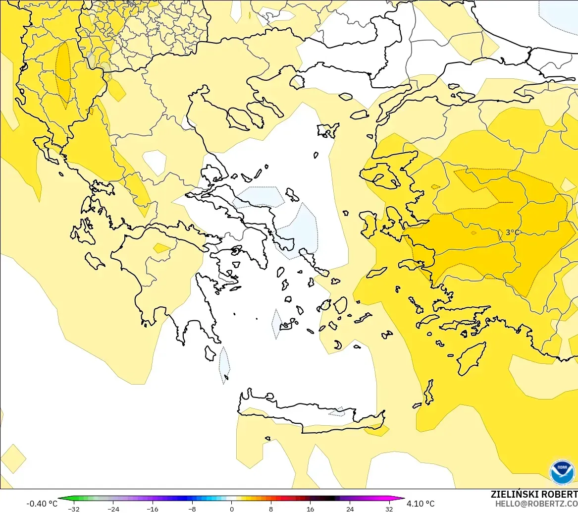 GFS model - Yunani, Anomali Suhu 850 hPa