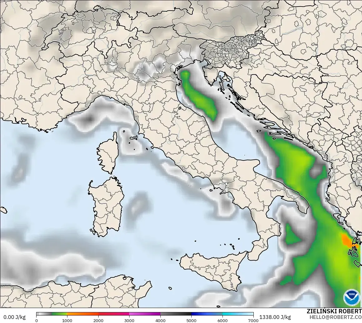 GFS model - Itali, CAPE