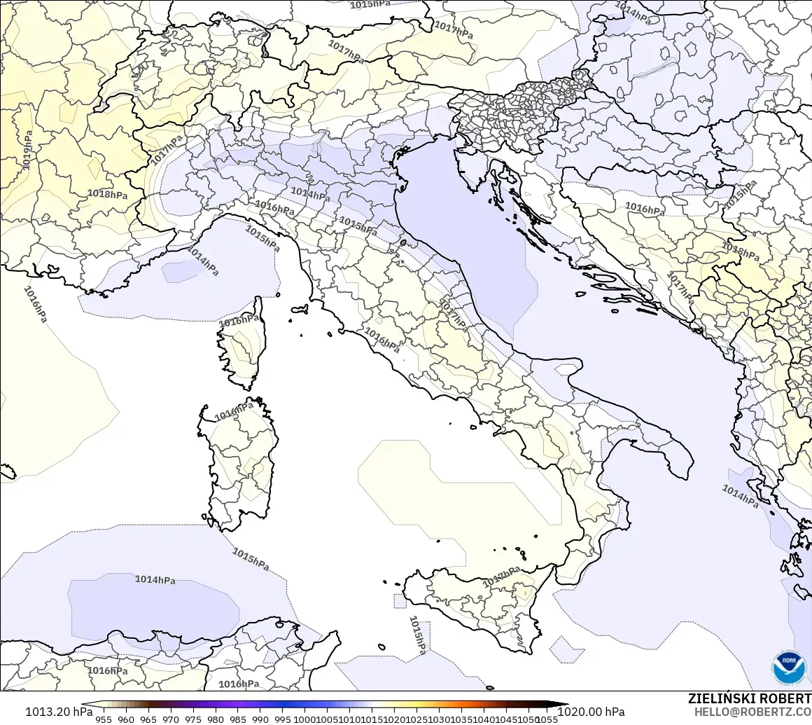 GFS model - Itali, Tekanan