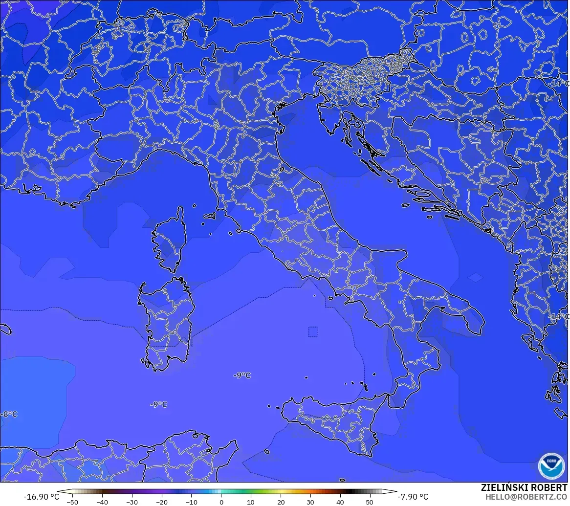 GFS model - Itali, Suhu 500 hPa