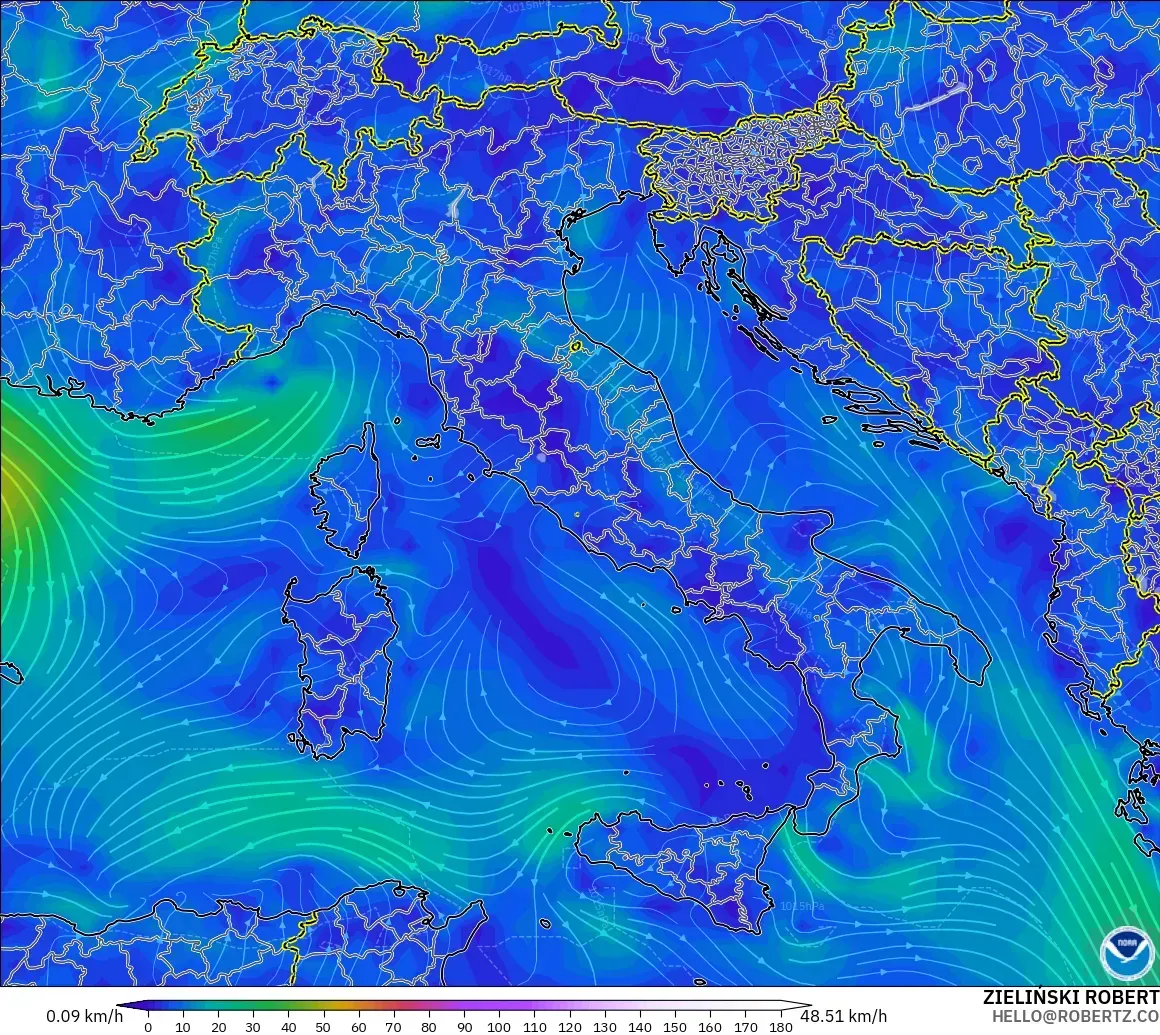 GFS model - Itali, Angin 10 m
