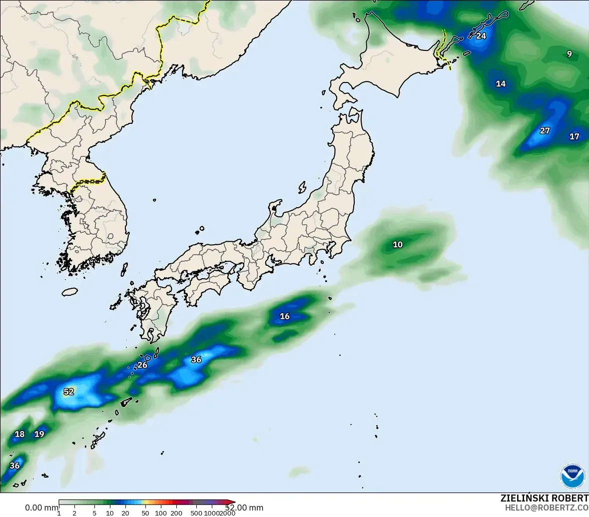GFS model - Jepun, Pengumpulan Hujan
