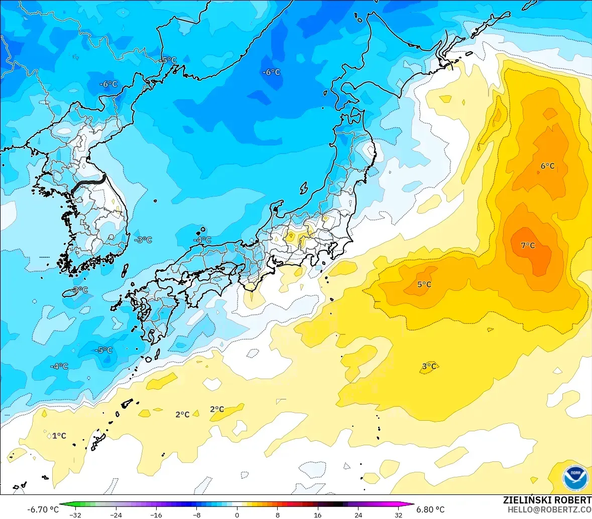 GFS model - Jepun, Anomali Suhu 850 hPa