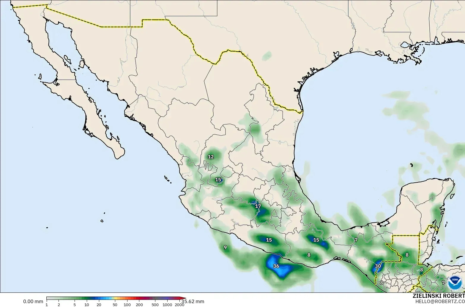 GFS model - Mexico, Pengumpulan Hujan