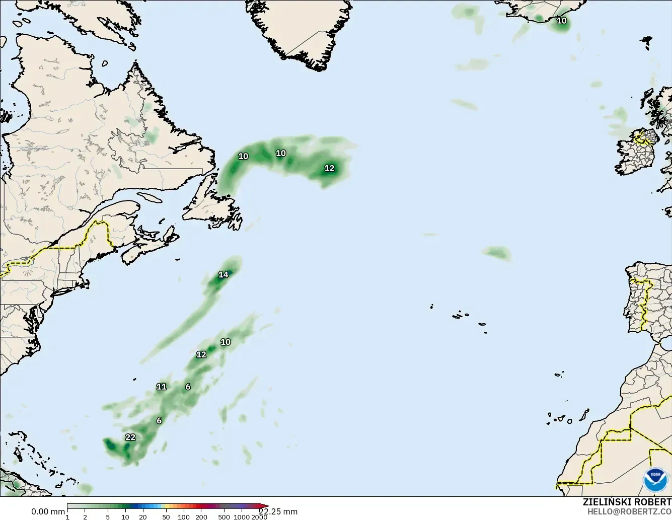 GFS model - Atlantik Utara, Pengumpulan Hujan
