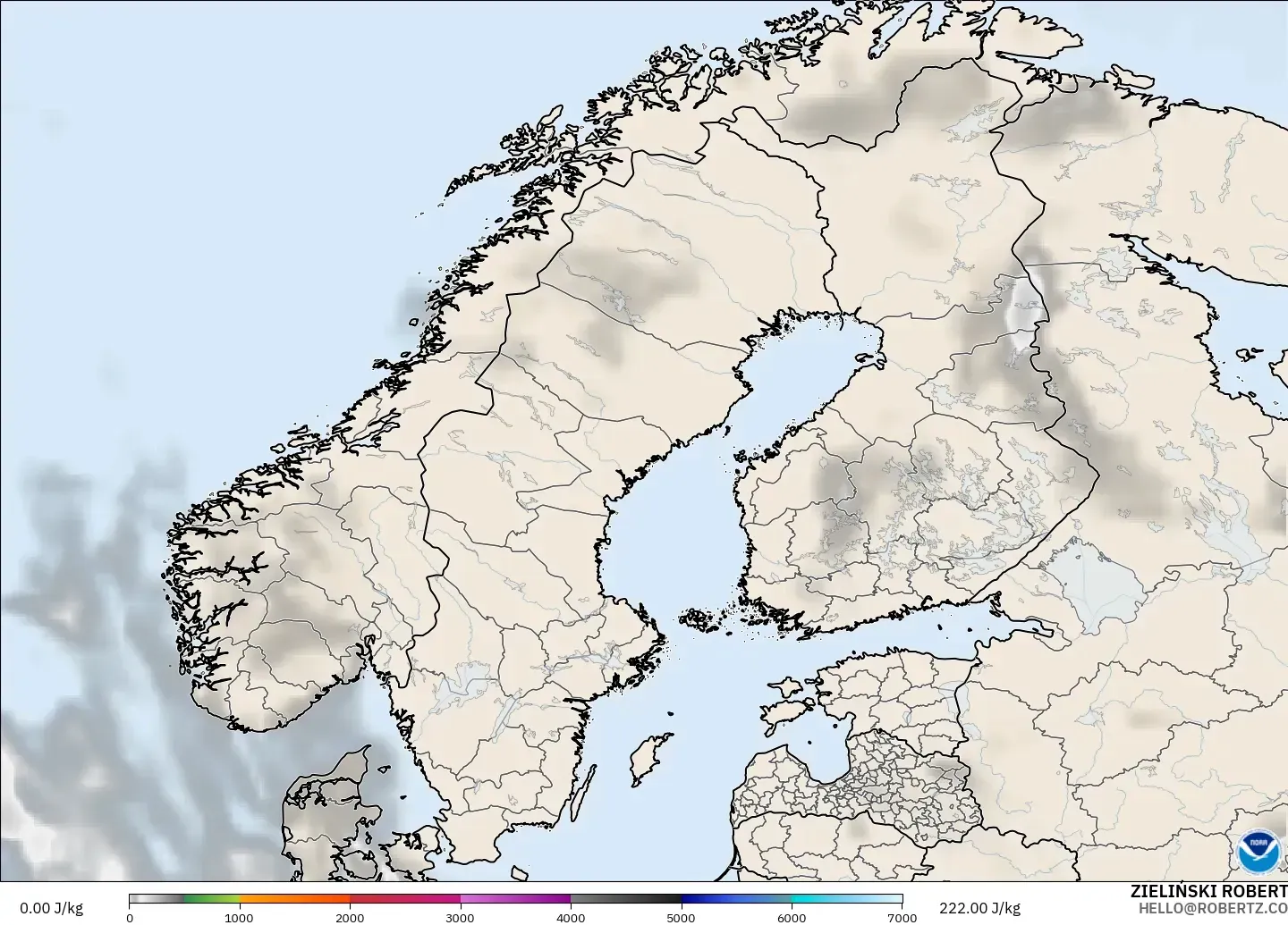 GFS model - Skandinavia, CAPE