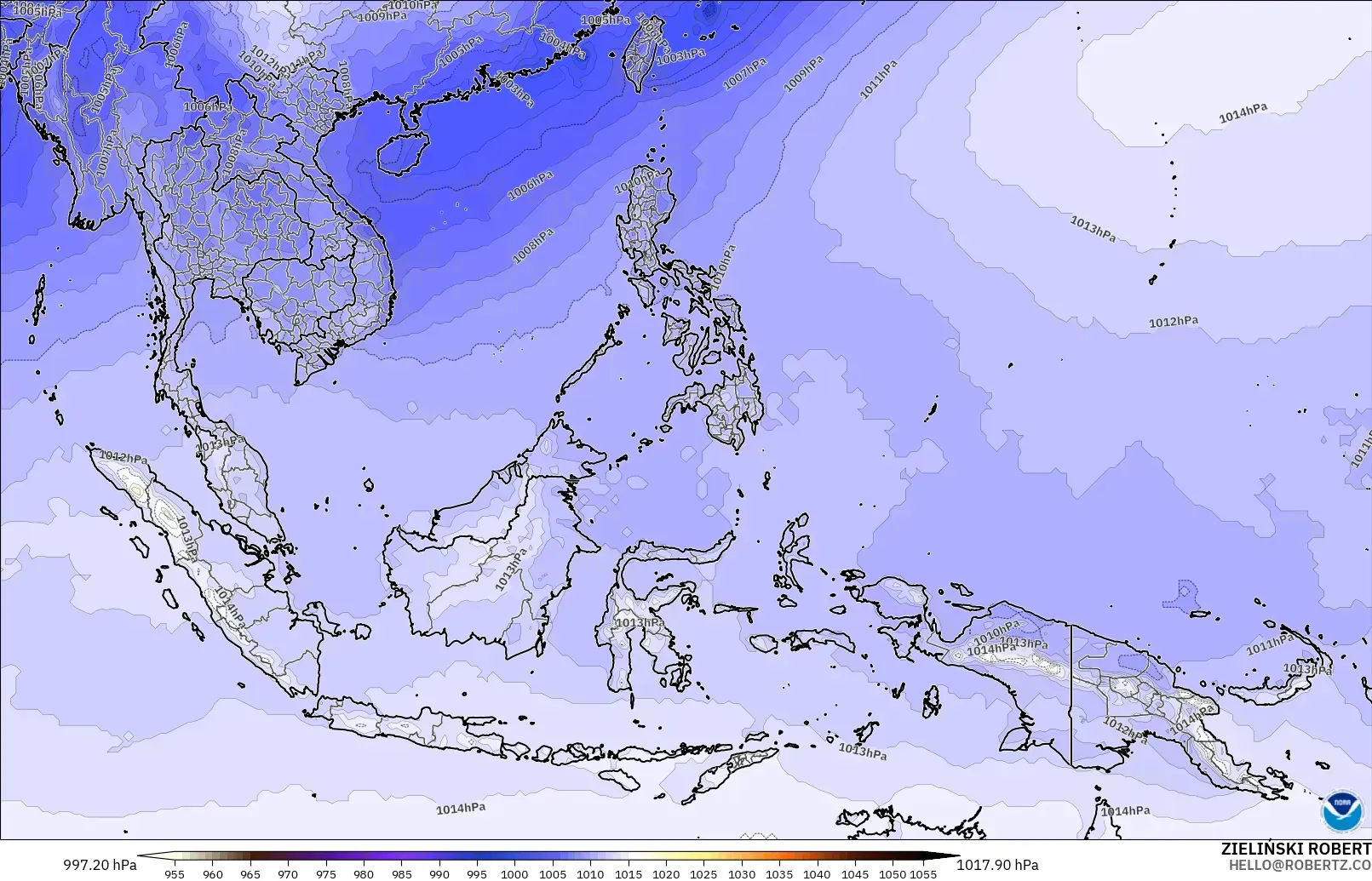 GFS model - Asia Tenggara, Tekanan