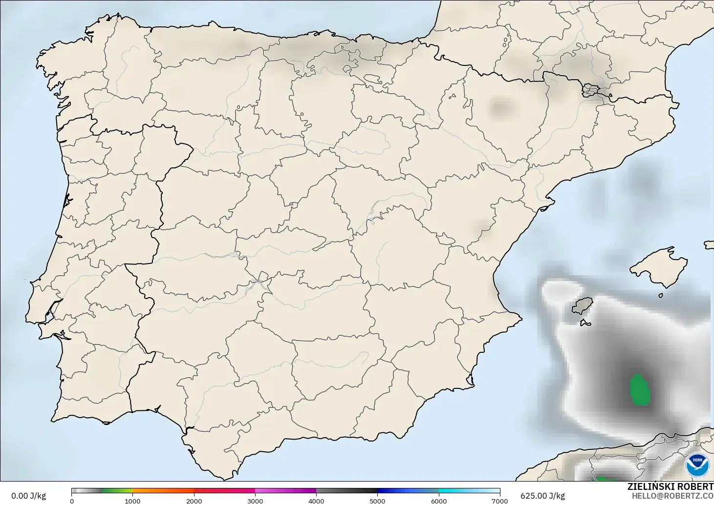 GFS model - Sepanyol, CAPE