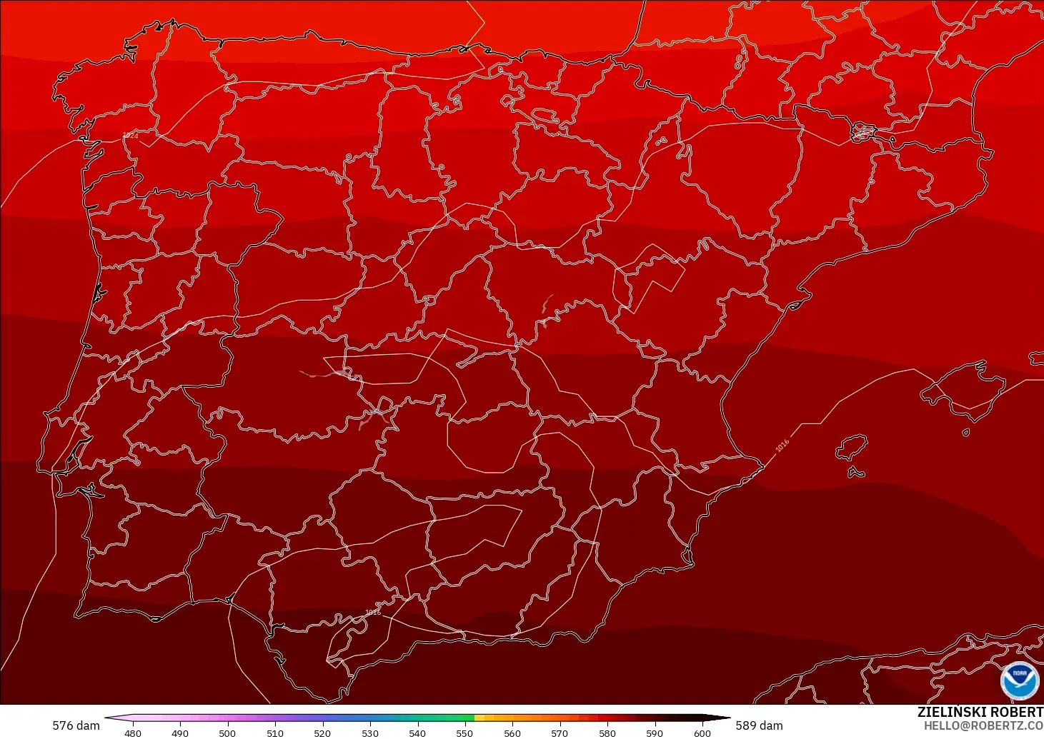 GFS model - Sepanyol, Ketinggian geopotensial pada 500 hPa