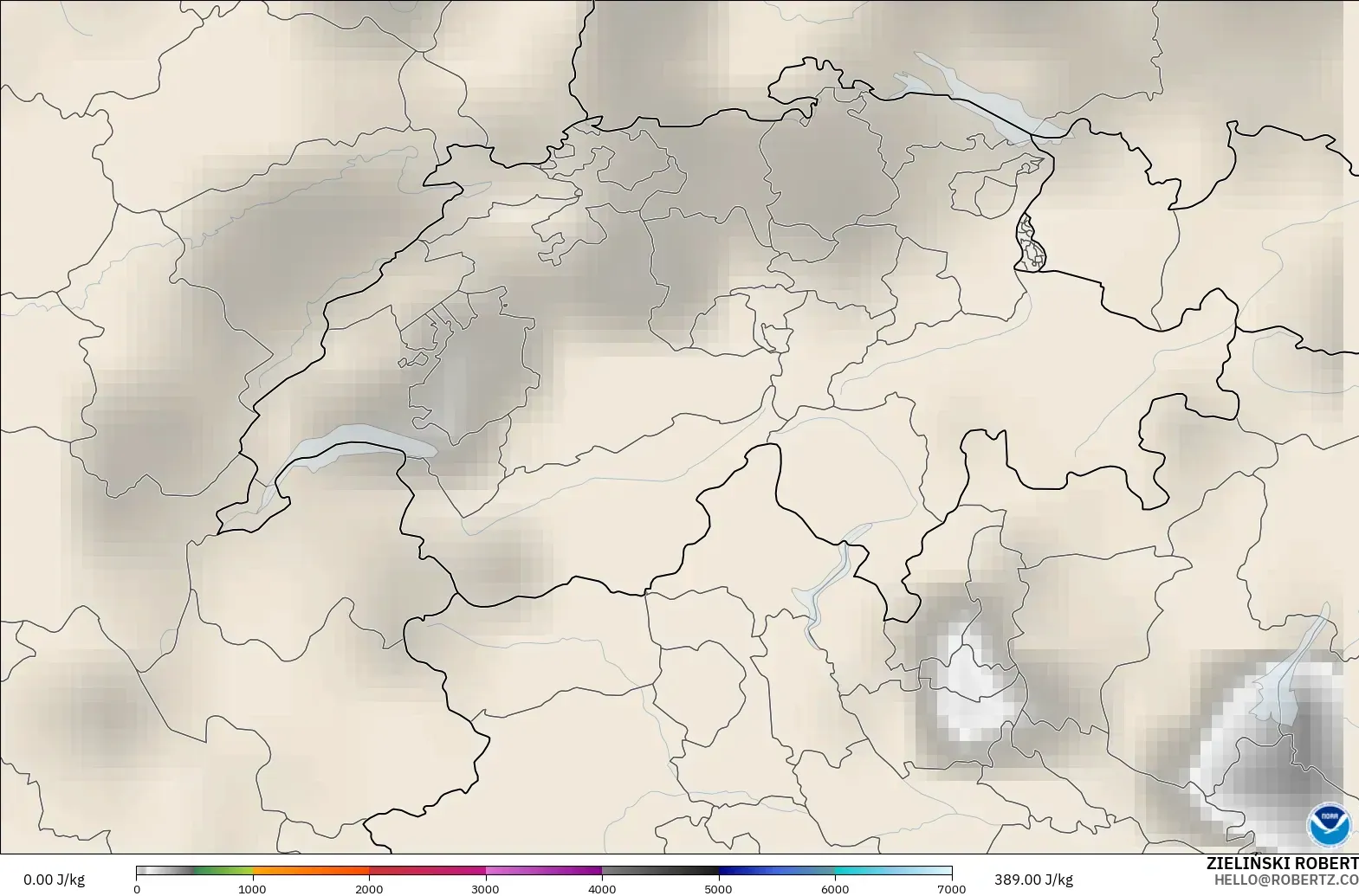 GFS model - Switzerland, CAPE