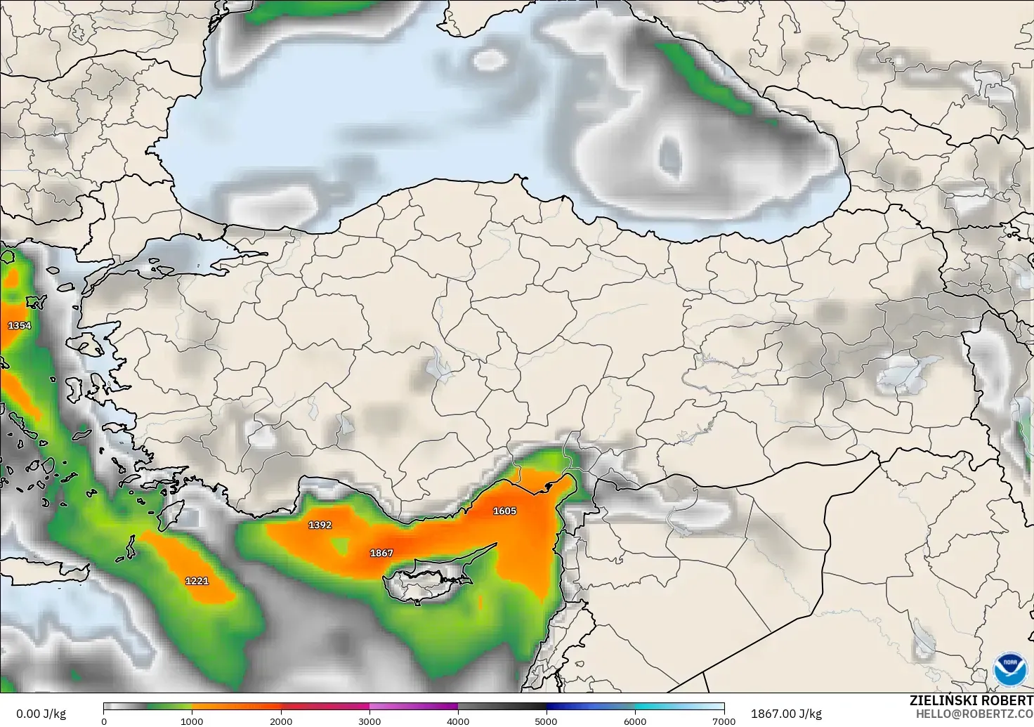 GFS model - Turki, CAPE