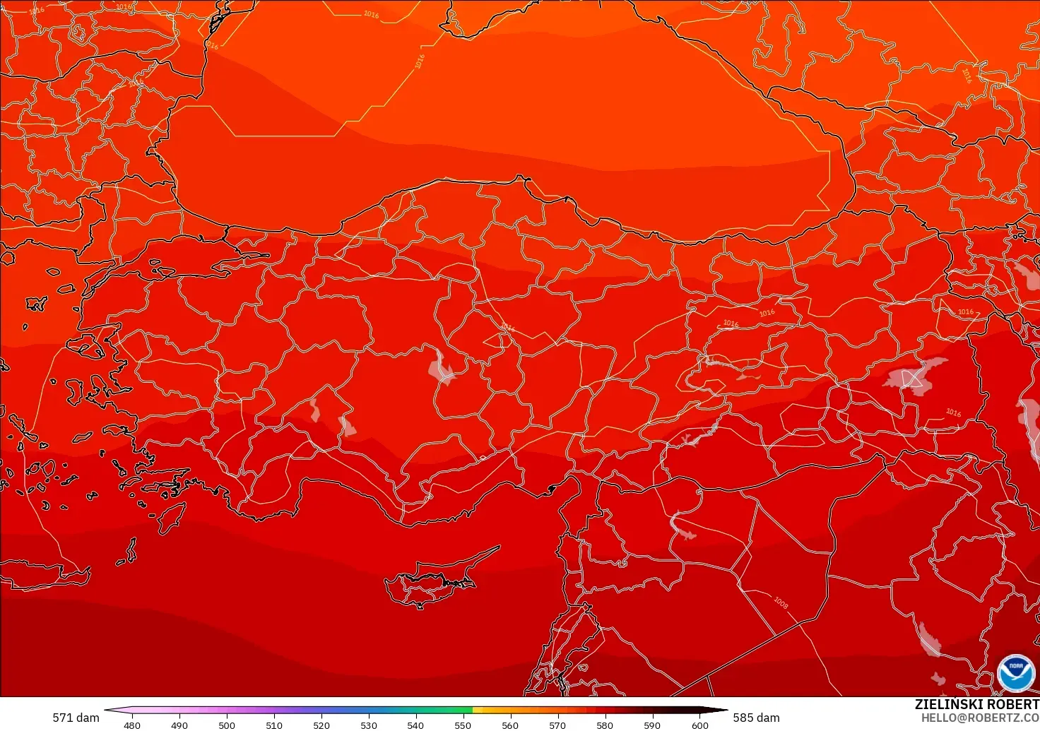 GFS model - Turki, Ketinggian geopotensial pada 500 hPa