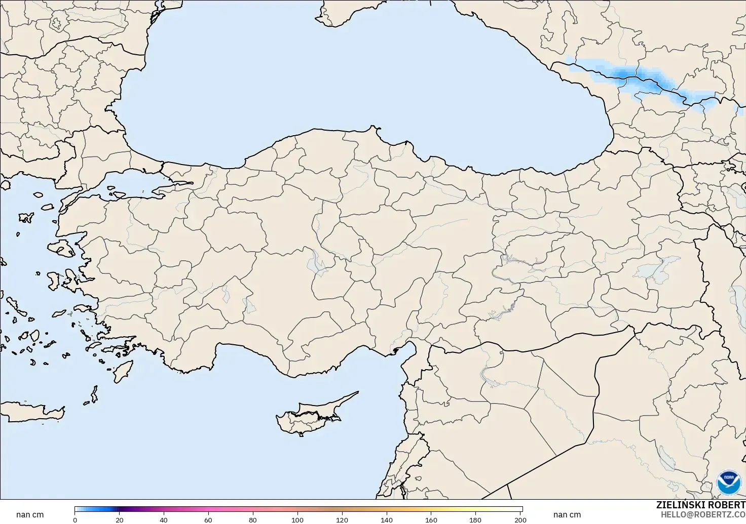 GFS model - Turki, Ketebalan Salji