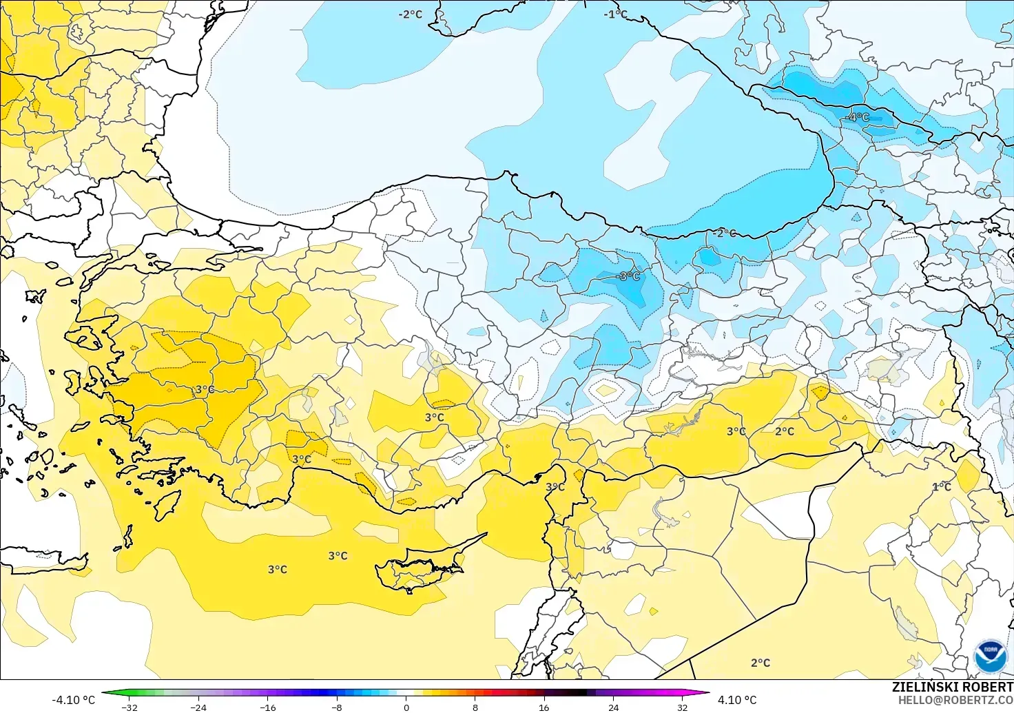 GFS model - Turki, Anomali Suhu 850 hPa
