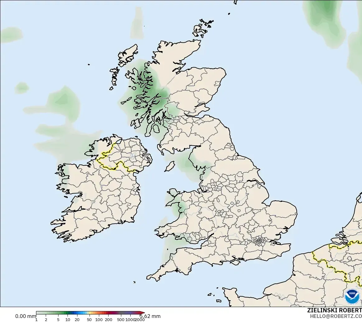 GFS model - United Kingdom, Pengumpulan Hujan