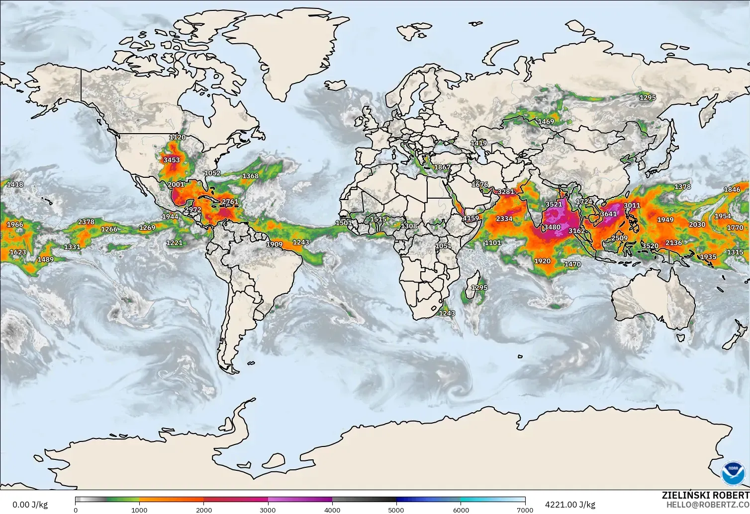 GFS model - Dunia, CAPE