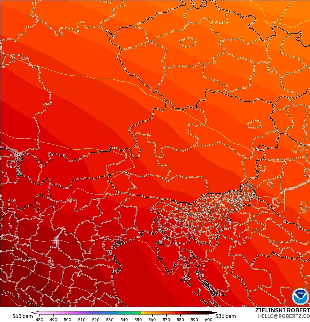 GFS model - Austria, Geopotential height at 500hPa
